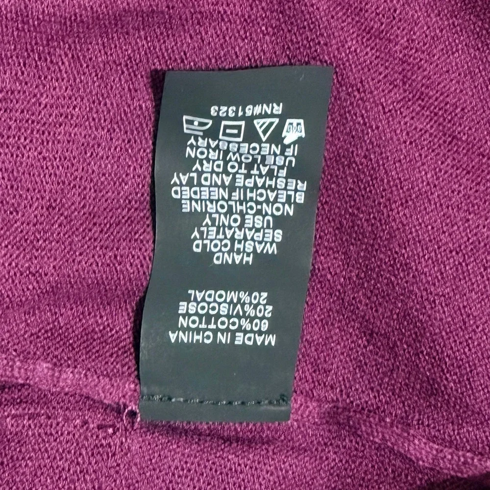 Vince Camuto Sweater Women 2X Maroon Tiered Ruffle Front 3/4 Sleeve Knit Top